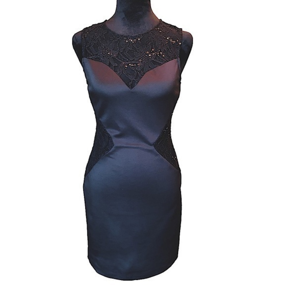 B darlin black mini dress with lace and sequins size 7/8 M